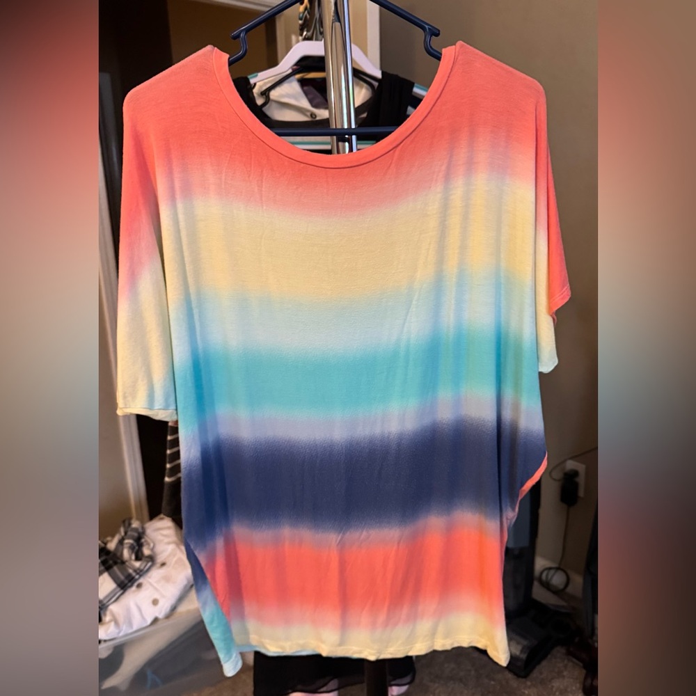Colorful Striped Short Sleeve Top